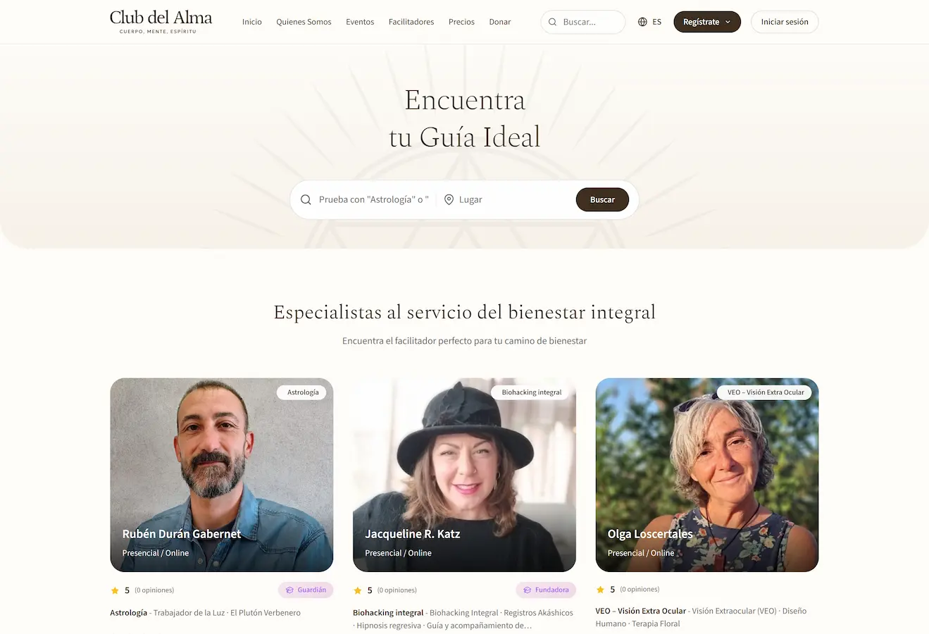 Página web de Club del Alma